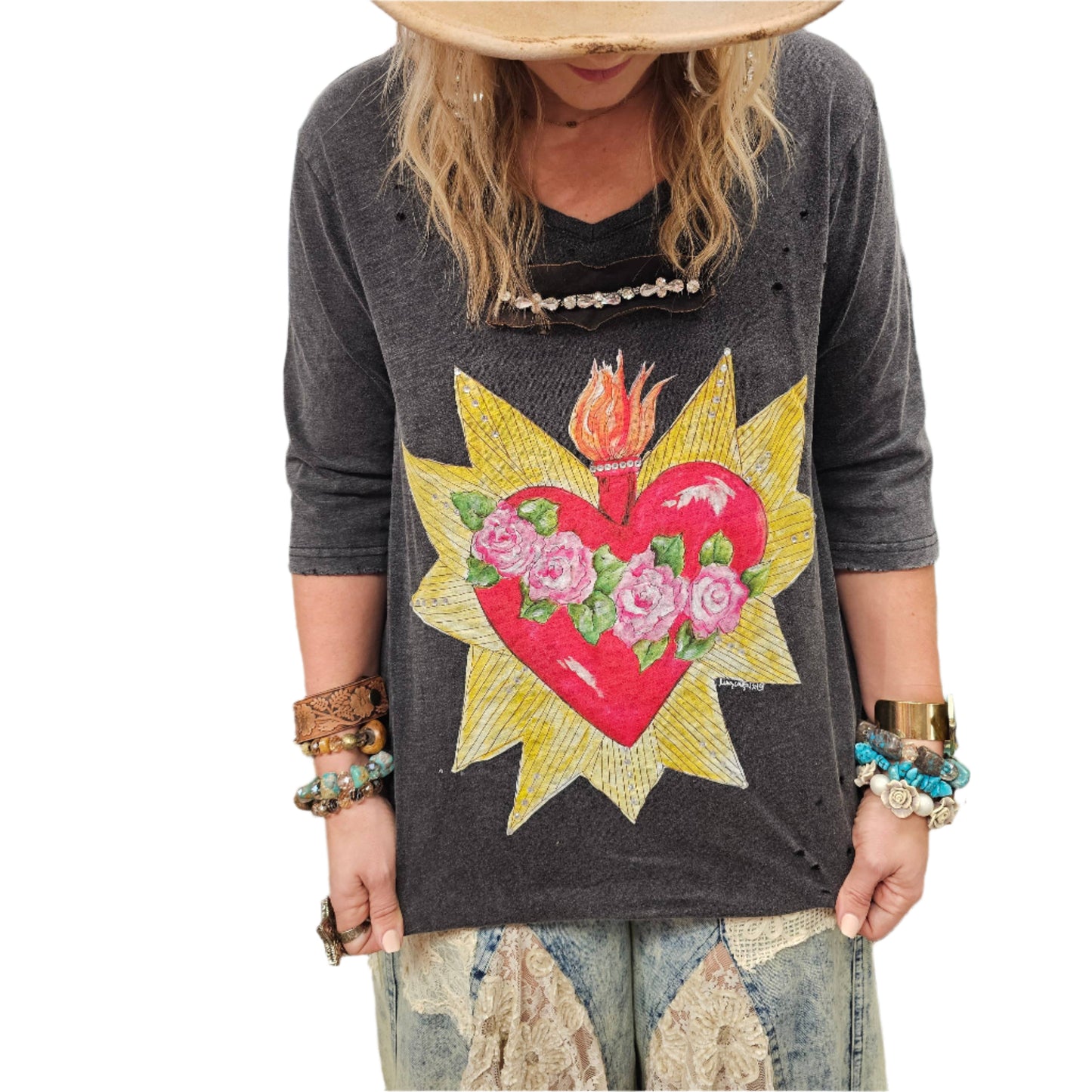 Blazing Heart 3/4 Sleeve shirt