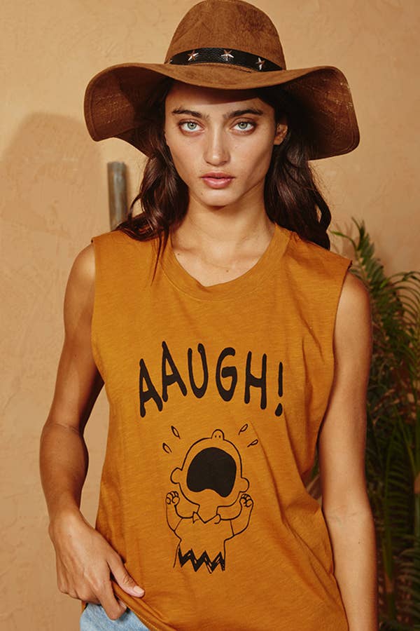 T1908 Front Graphic Print Tank Top: IVORY / S-M-L (2-2-2)