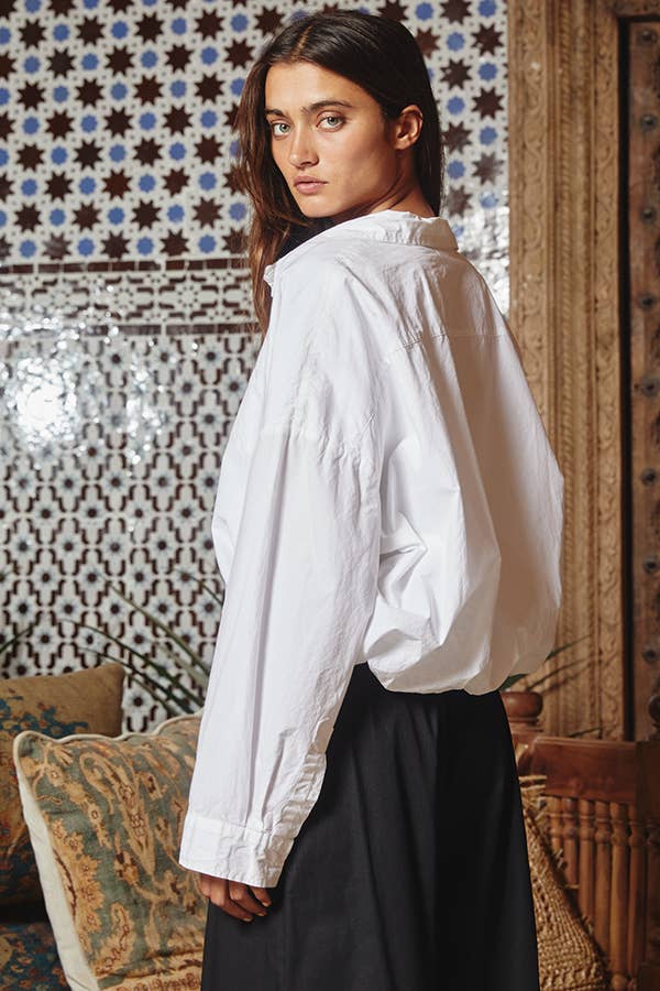 IT1772 Elastic Hem Solid Cropped Shirt: MINT / S-M-L (2-2-2)