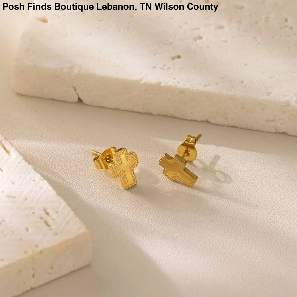 18K Gold Plated CROSS EARRINGS - Posh Finds