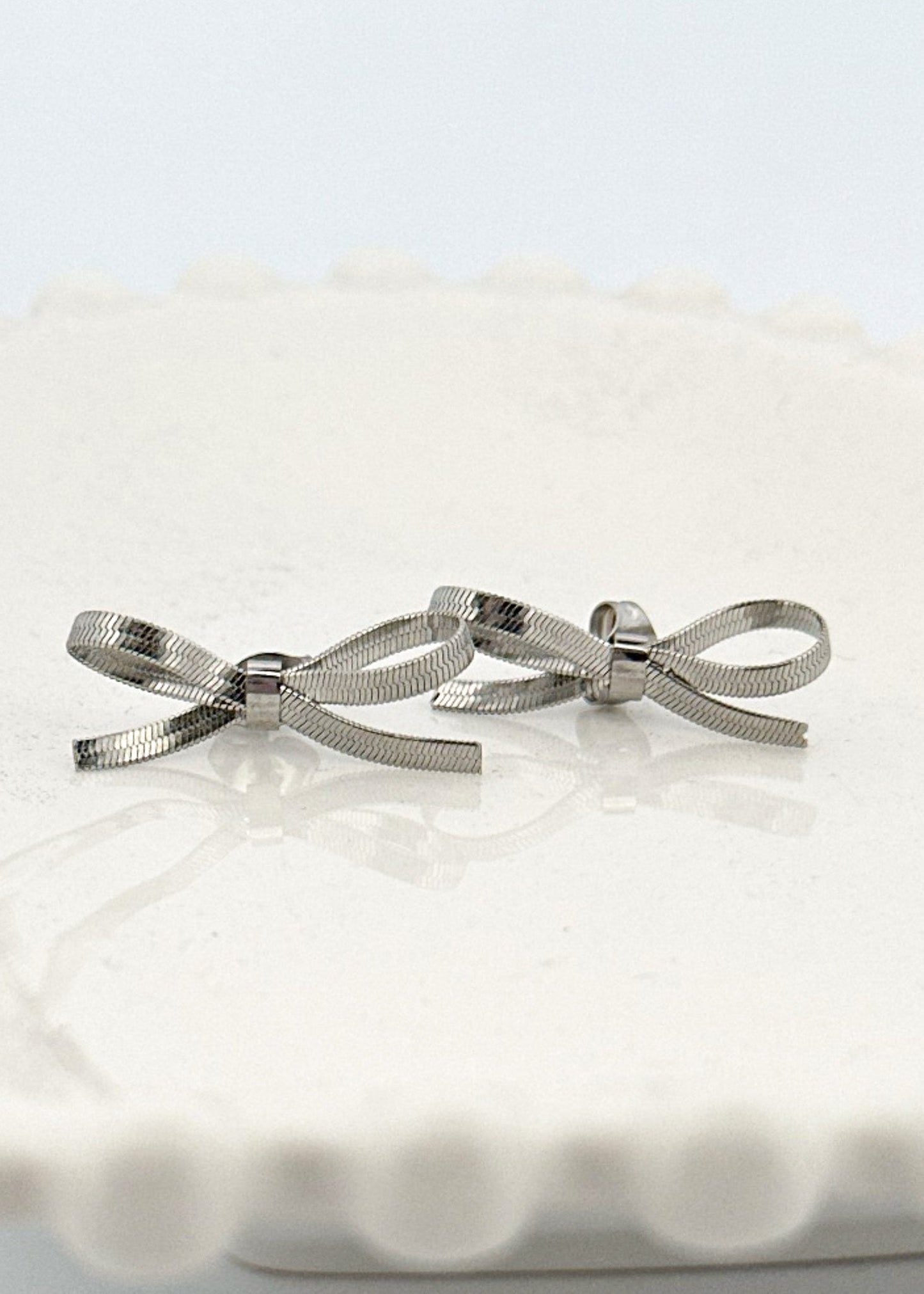 Ribbon Bow Earrings in Gold or Silver