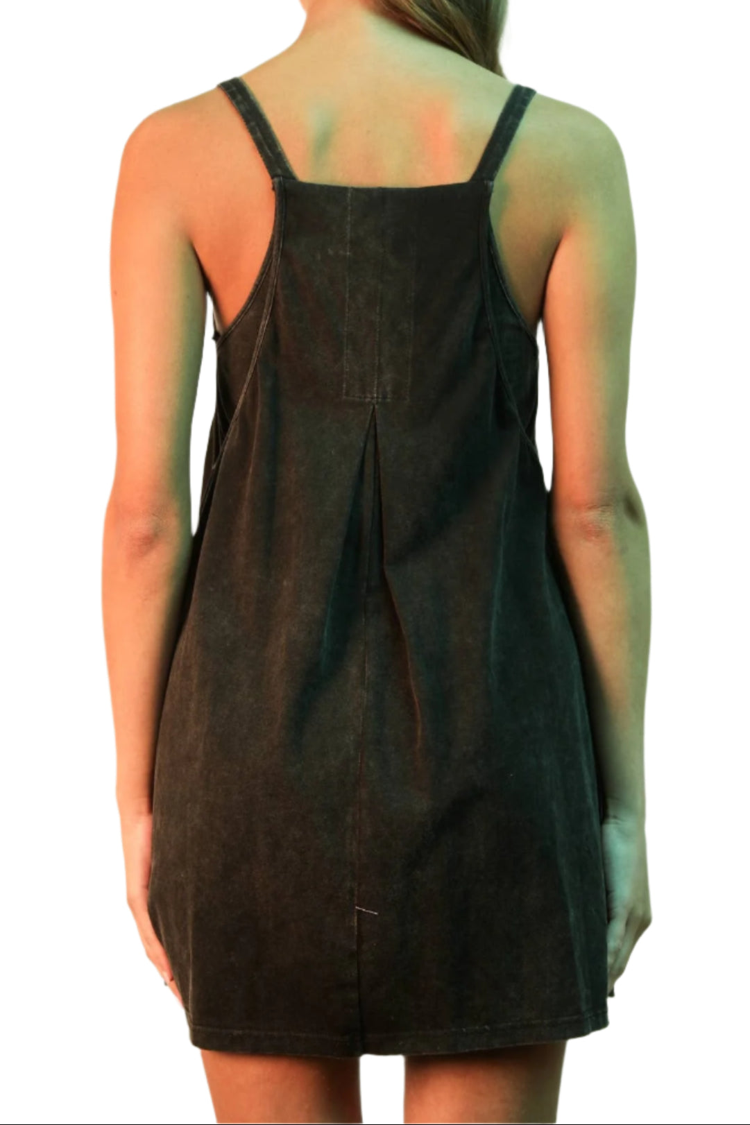 Mineral Washed Knit Mini Dress Skort: BLACK