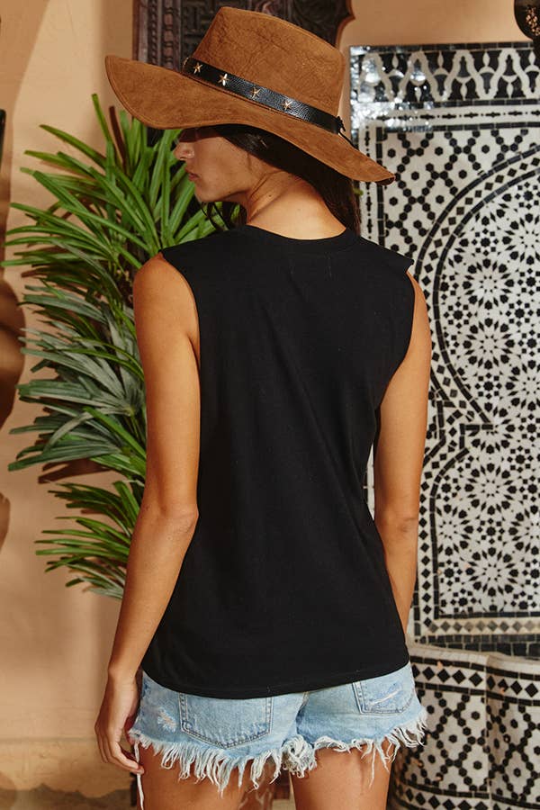 T1908 Front Graphic Print Tank Top: IVORY / S-M-L (2-2-2)