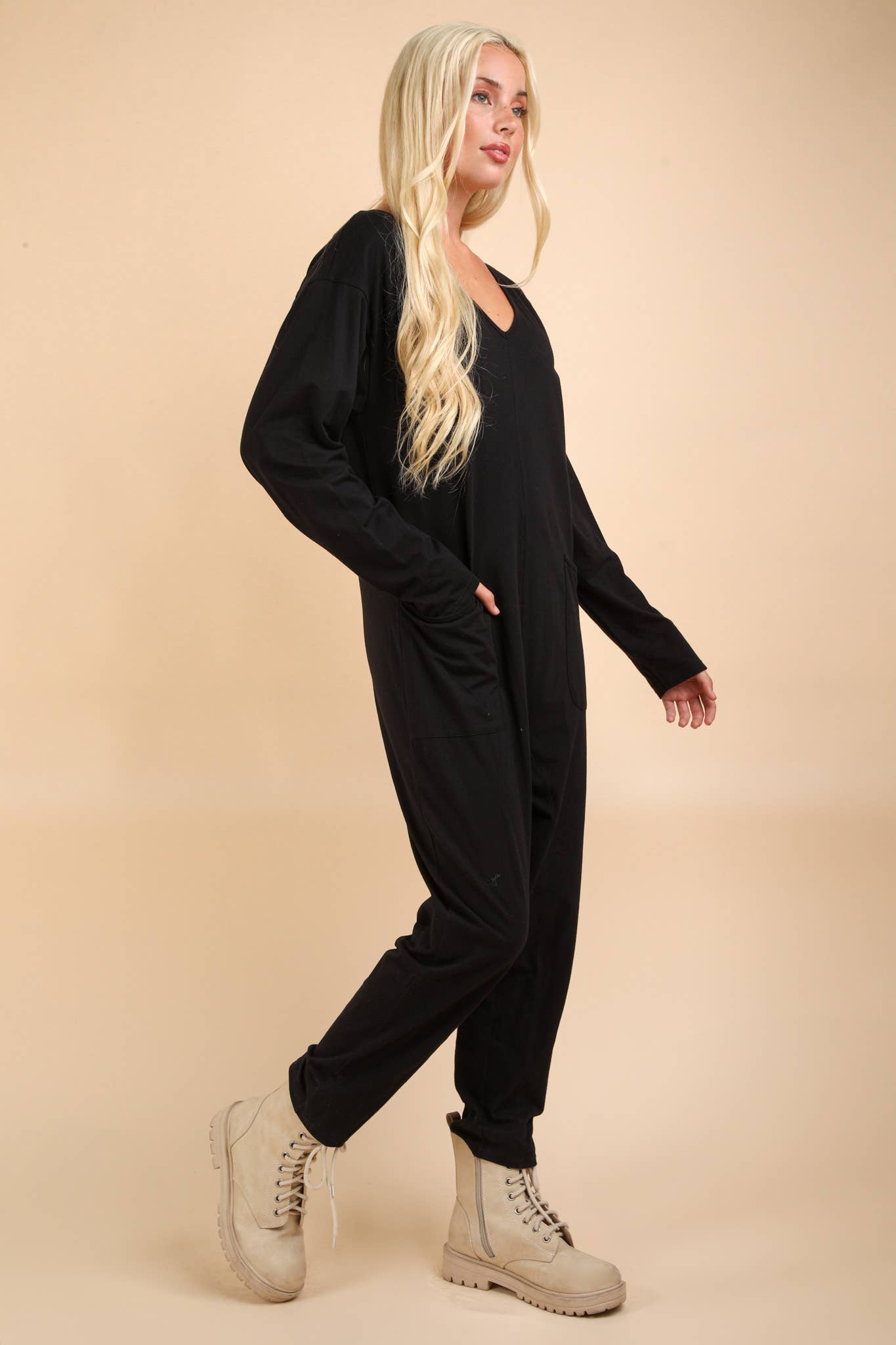 NP70679X-PLUS SIZE Solid Knit Baggy Comfy Jumpsuit: OLIVE / 1XL-2XL-3XL/3-2-1