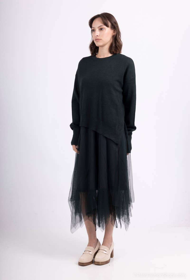 Asymmetric Fit Sweater & Dress Set: Taupe