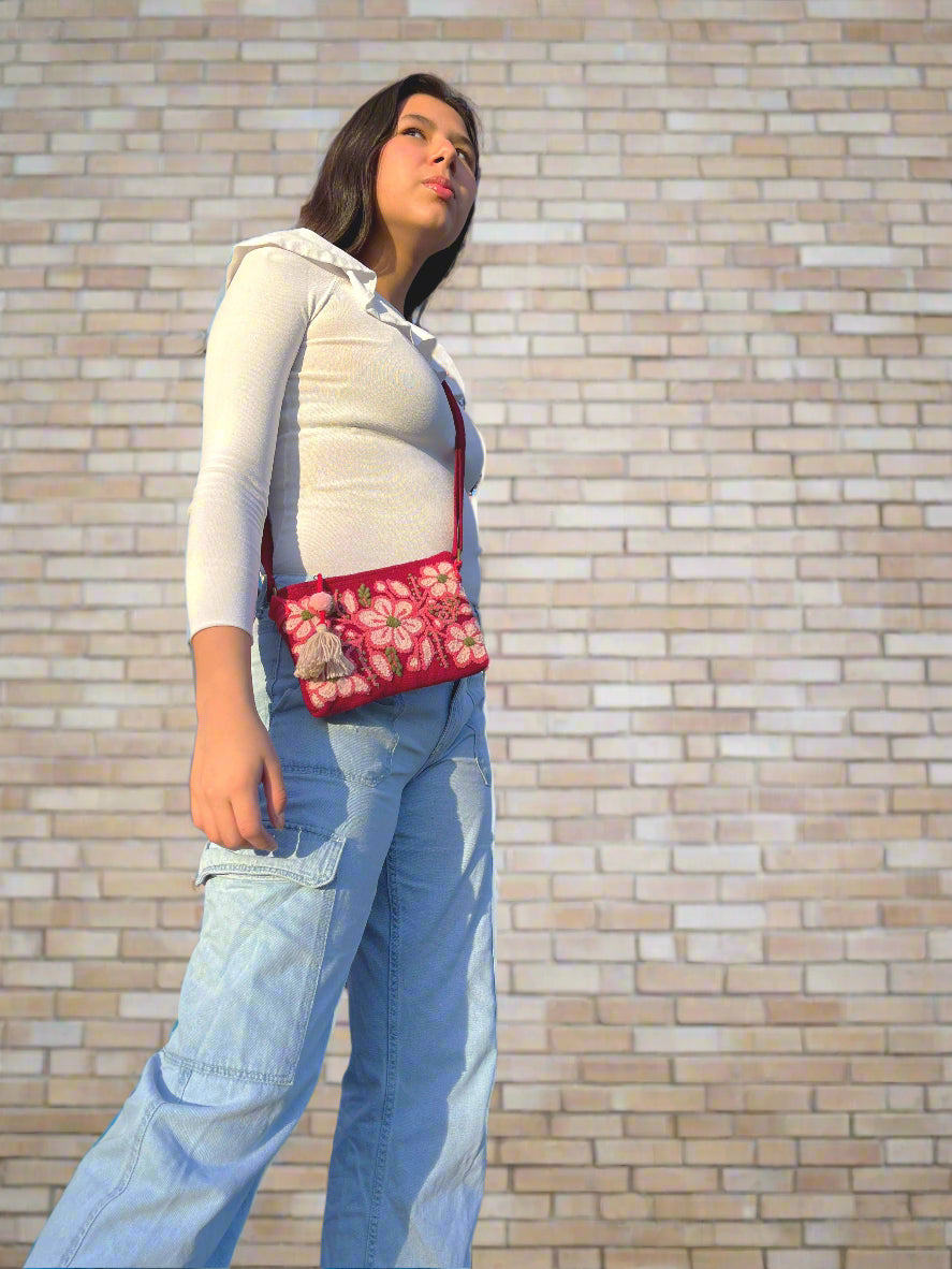 Garden Hand Embroidered Crossbody Bag