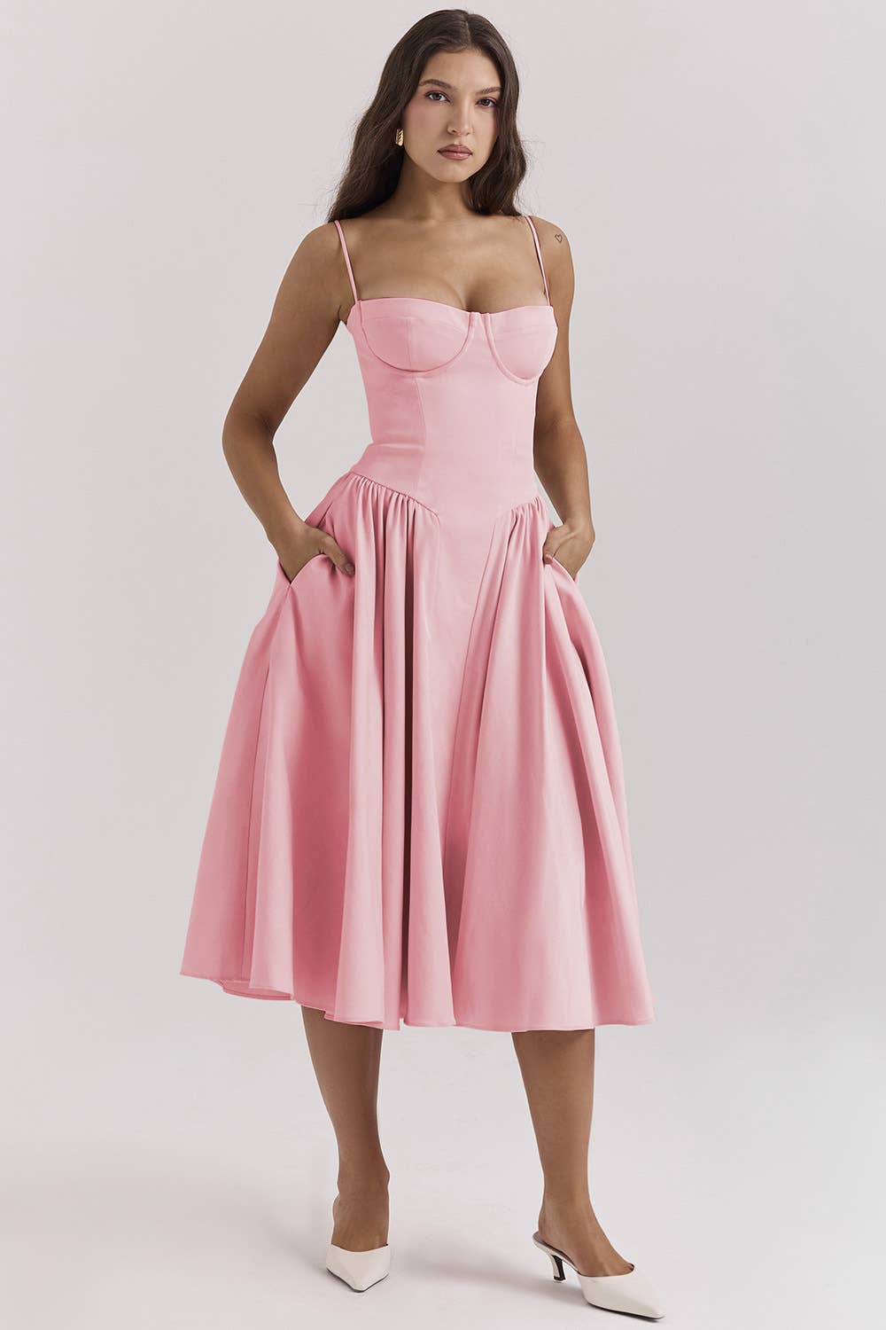 French retro long skirt suspender dress for women: Green / M