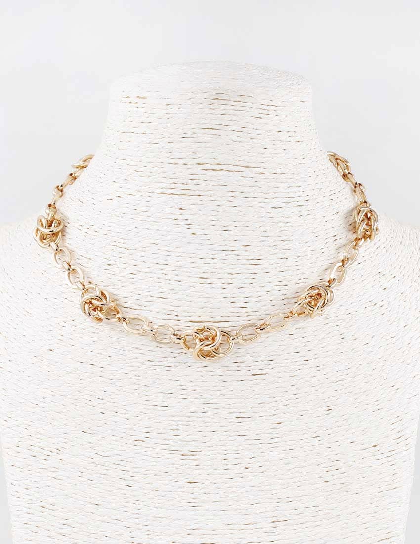 Gold Multi Link Chain Knotted Accent 16"-18" Necklace