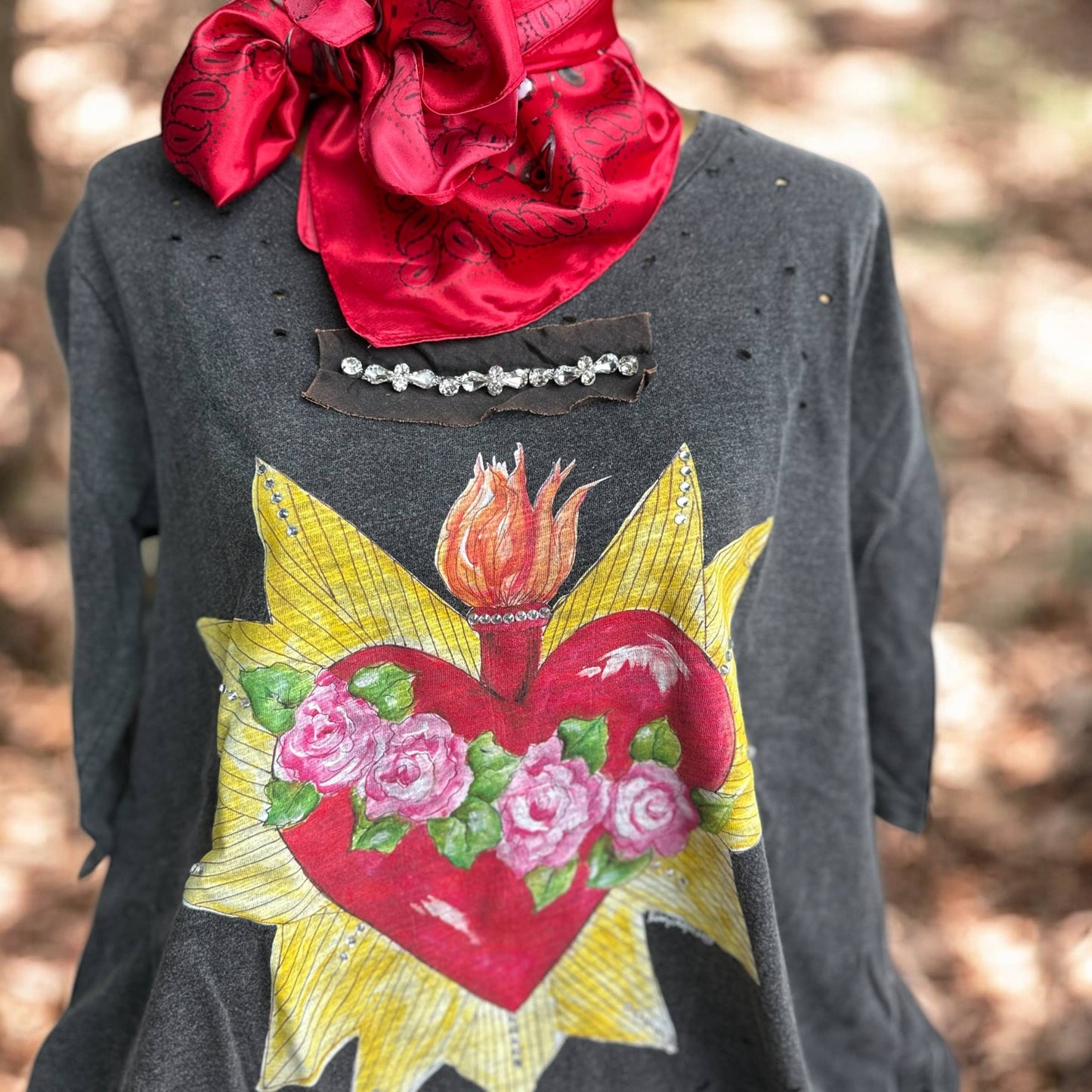 Blazing Heart 3/4 Sleeve shirt: Sm