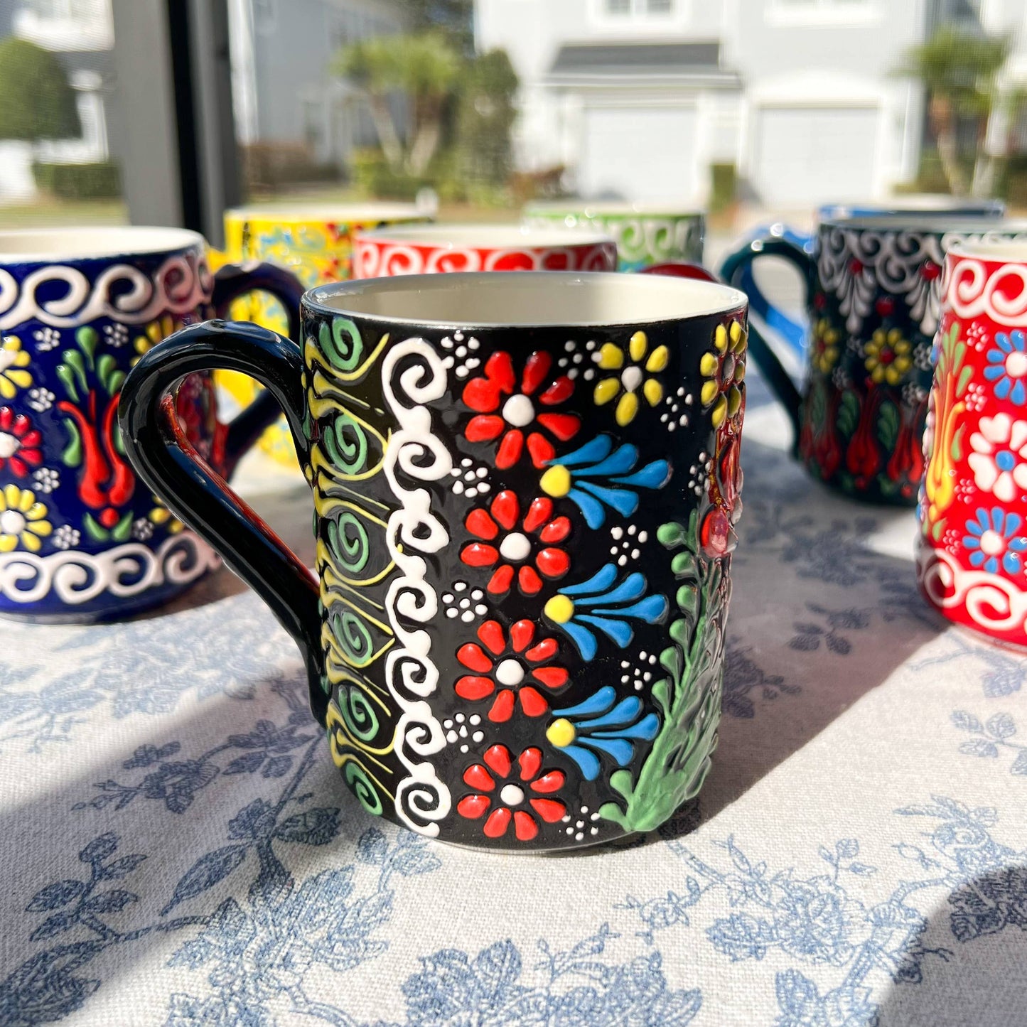 Hand Painted Coffee Mug, Ceramic Mug, Handmade Floral Mugs