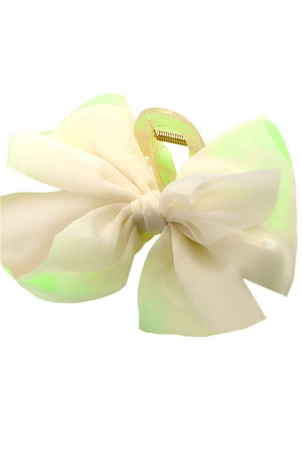SHEER BOW RIBBON HAIR CLAW CLIPS PINK BLACK or OFF WHITE