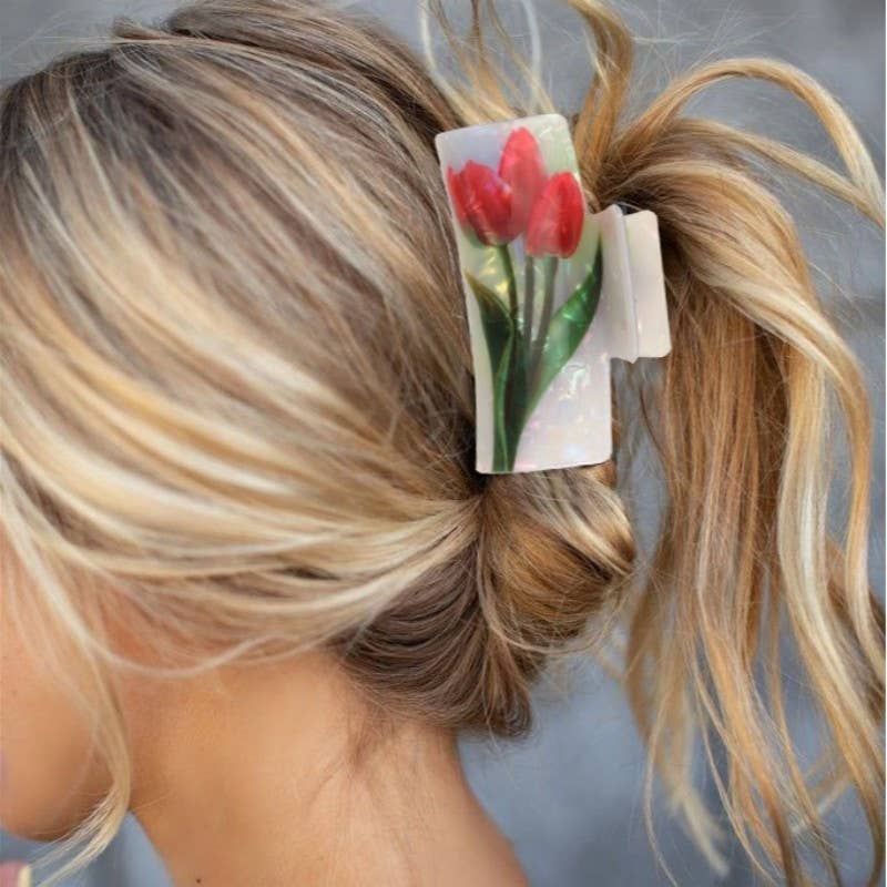 LARGE FLORAL HAIR CLAW CLIPS - Posh Finds