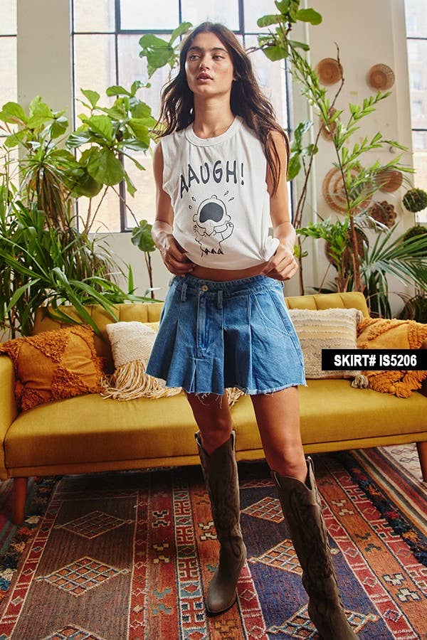 T1908 Front Graphic Print Tank Top: IVORY / S-M-L (2-2-2)