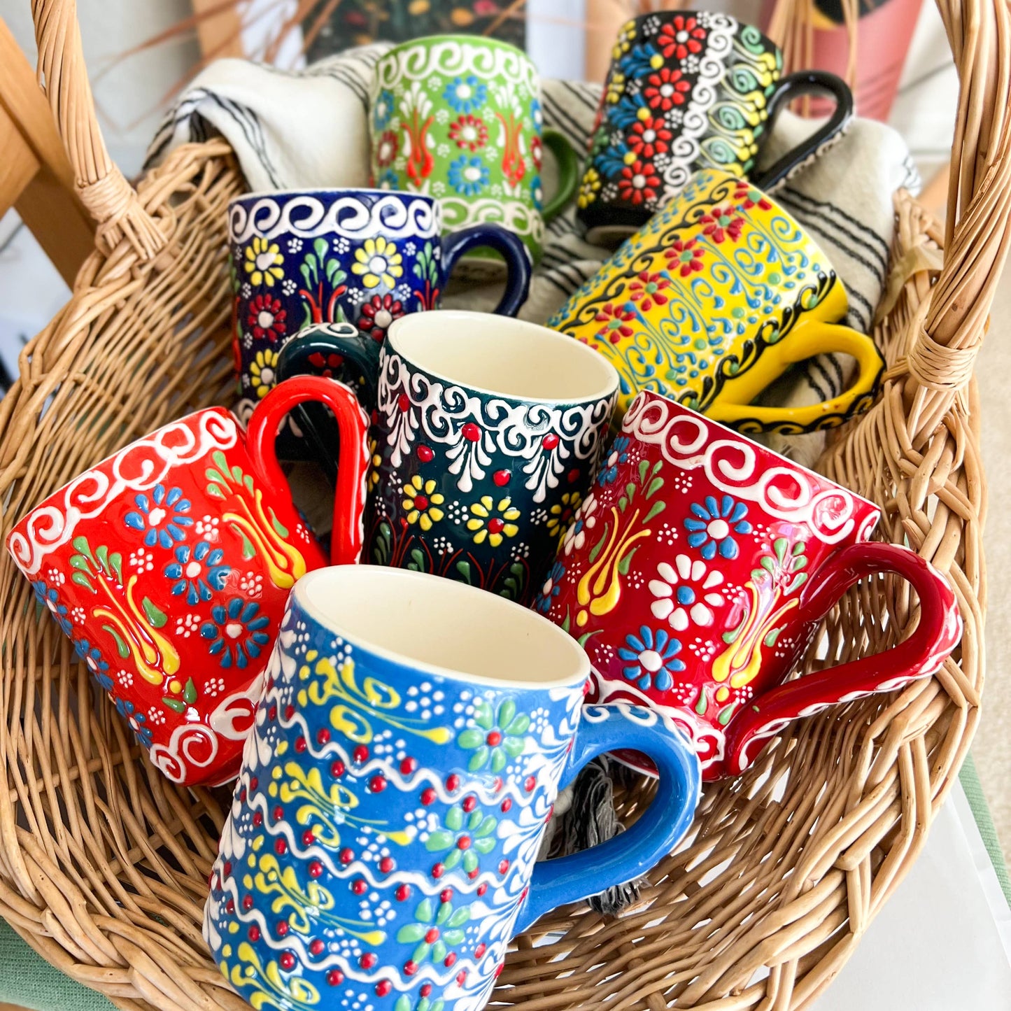 Hand Painted Coffee Mug, Ceramic Mug, Handmade Floral Mugs