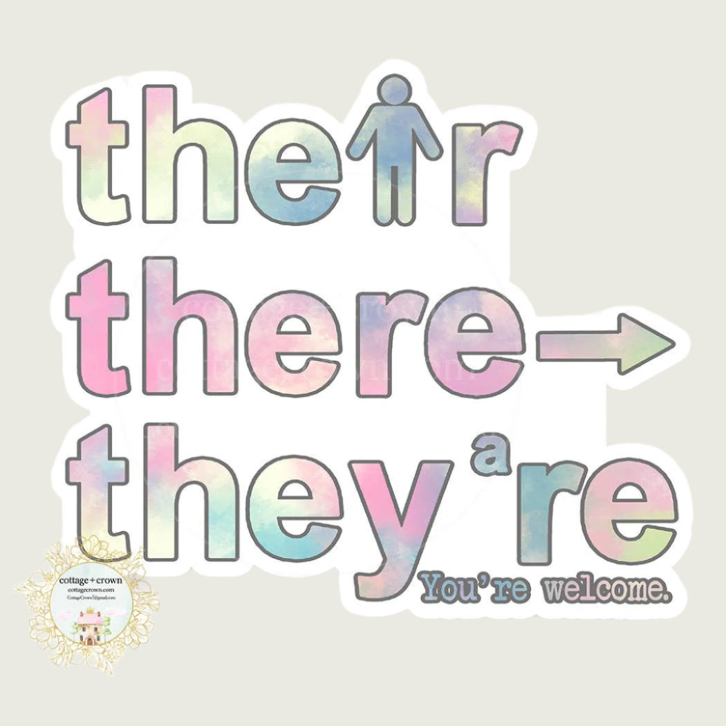 Their They're There Grammar You're Welcome Vinyl Sticker