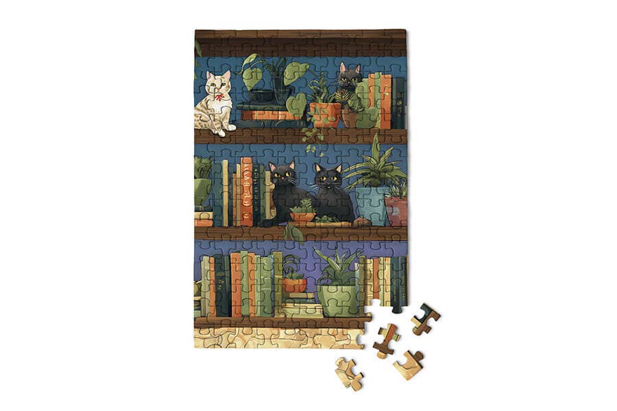 Cat Tales - Library Books Bookcase Plants Garden Puzzle