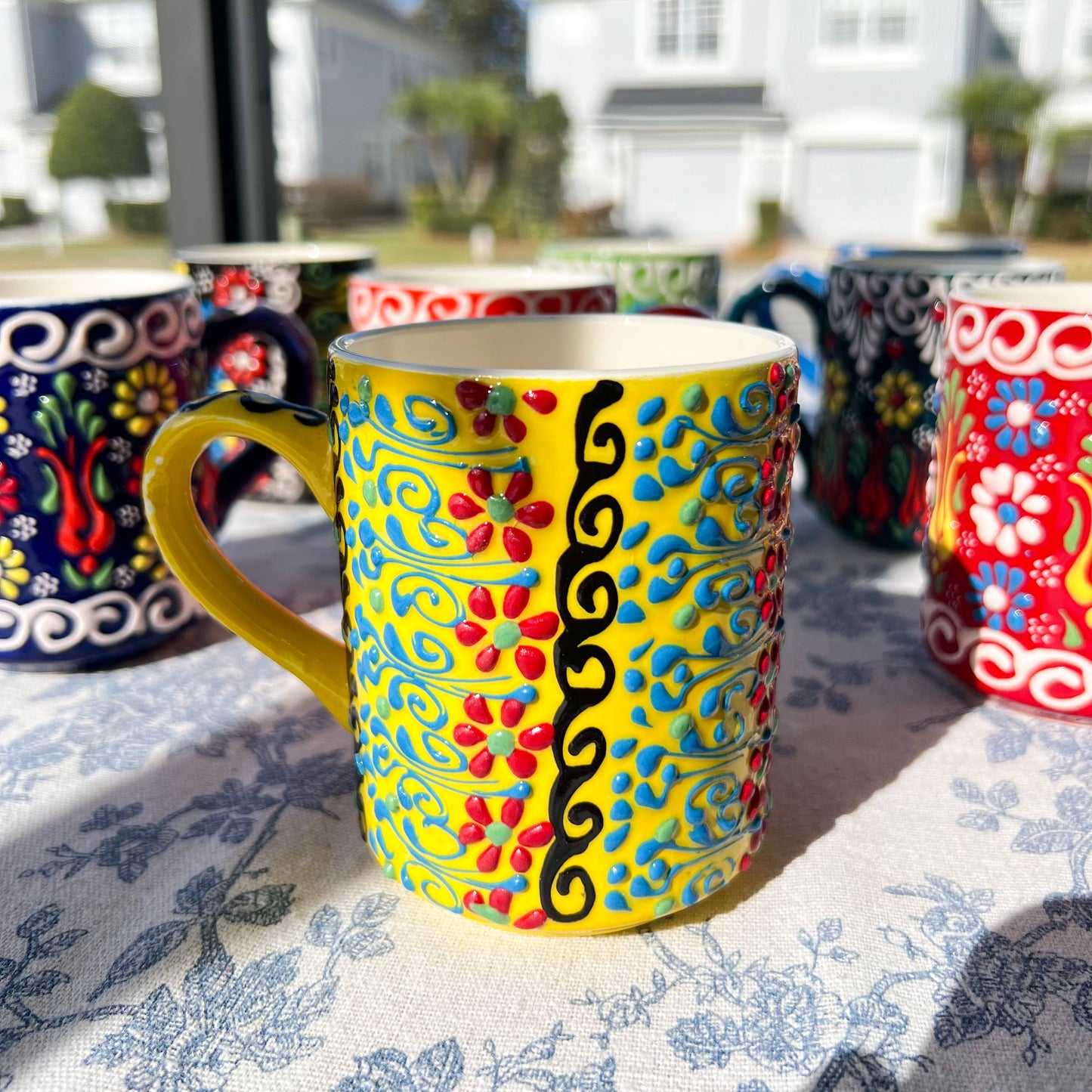 Hand Painted Coffee Mug, Ceramic Mug, Handmade Floral Mugs