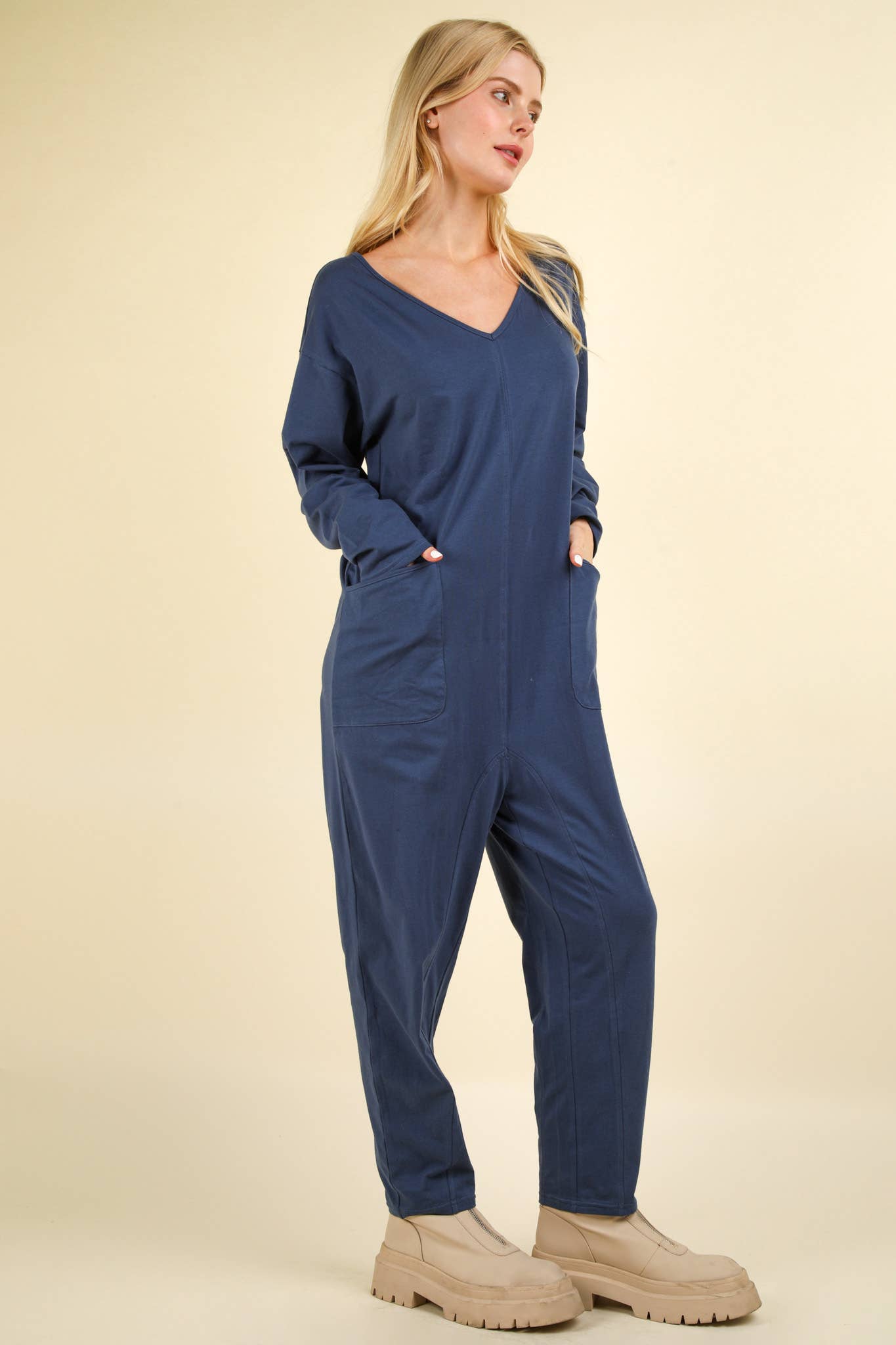 NP70679X-PLUS SIZE Solid Knit Baggy Comfy Jumpsuit: OLIVE / 1XL-2XL-3XL/3-2-1
