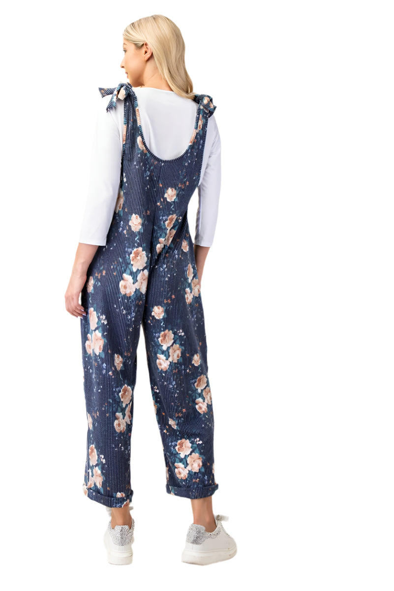 PLUS SIZE FLORAL PRINT JUMPSUIT NAVY