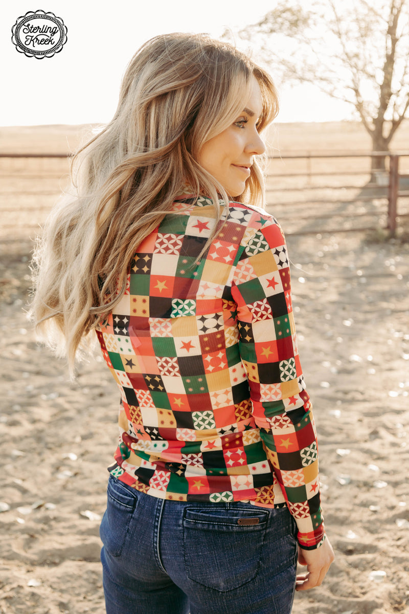 Stars Of Christmas Mesh Top