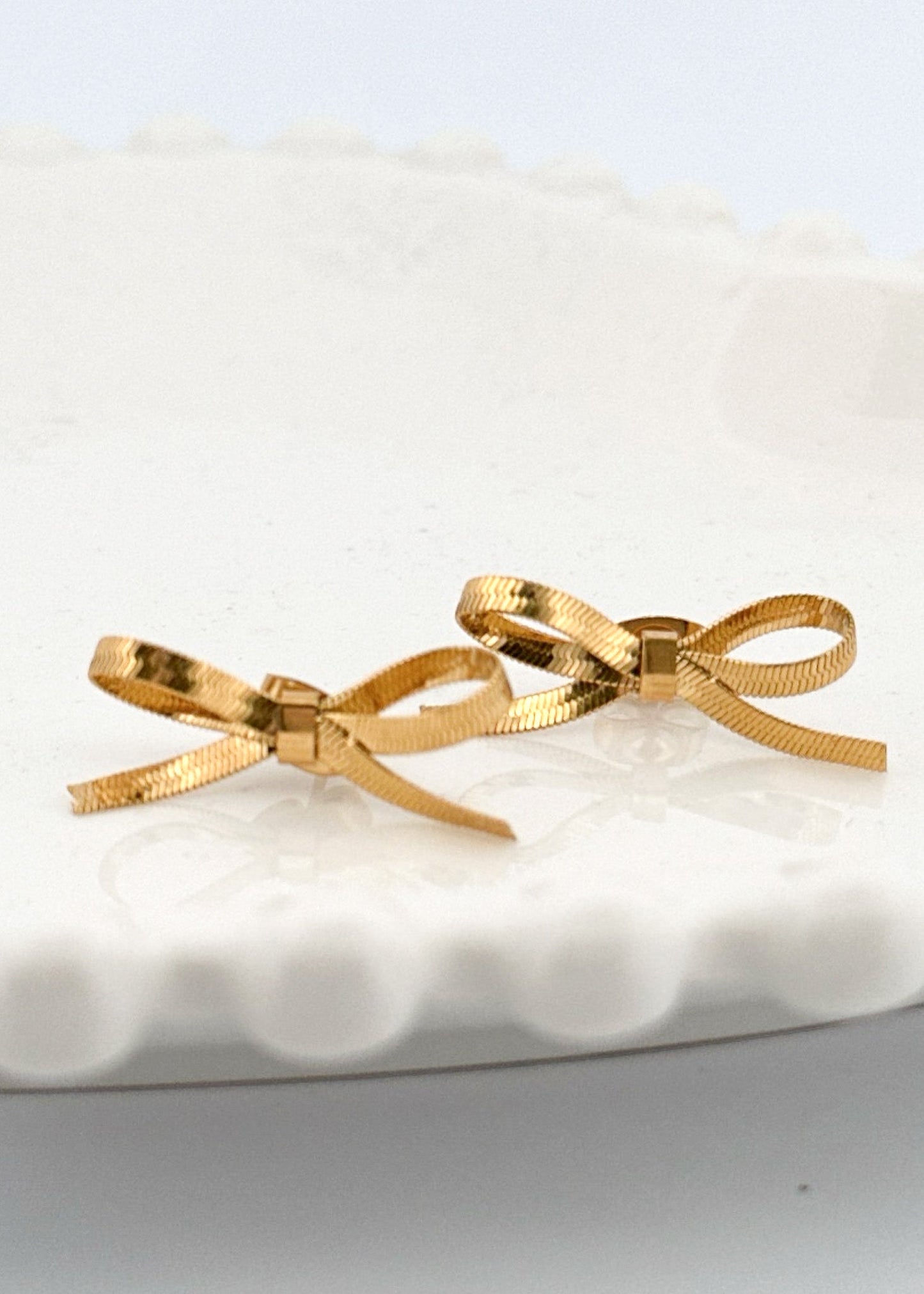 Ribbon Bow Earrings in Gold or Silver