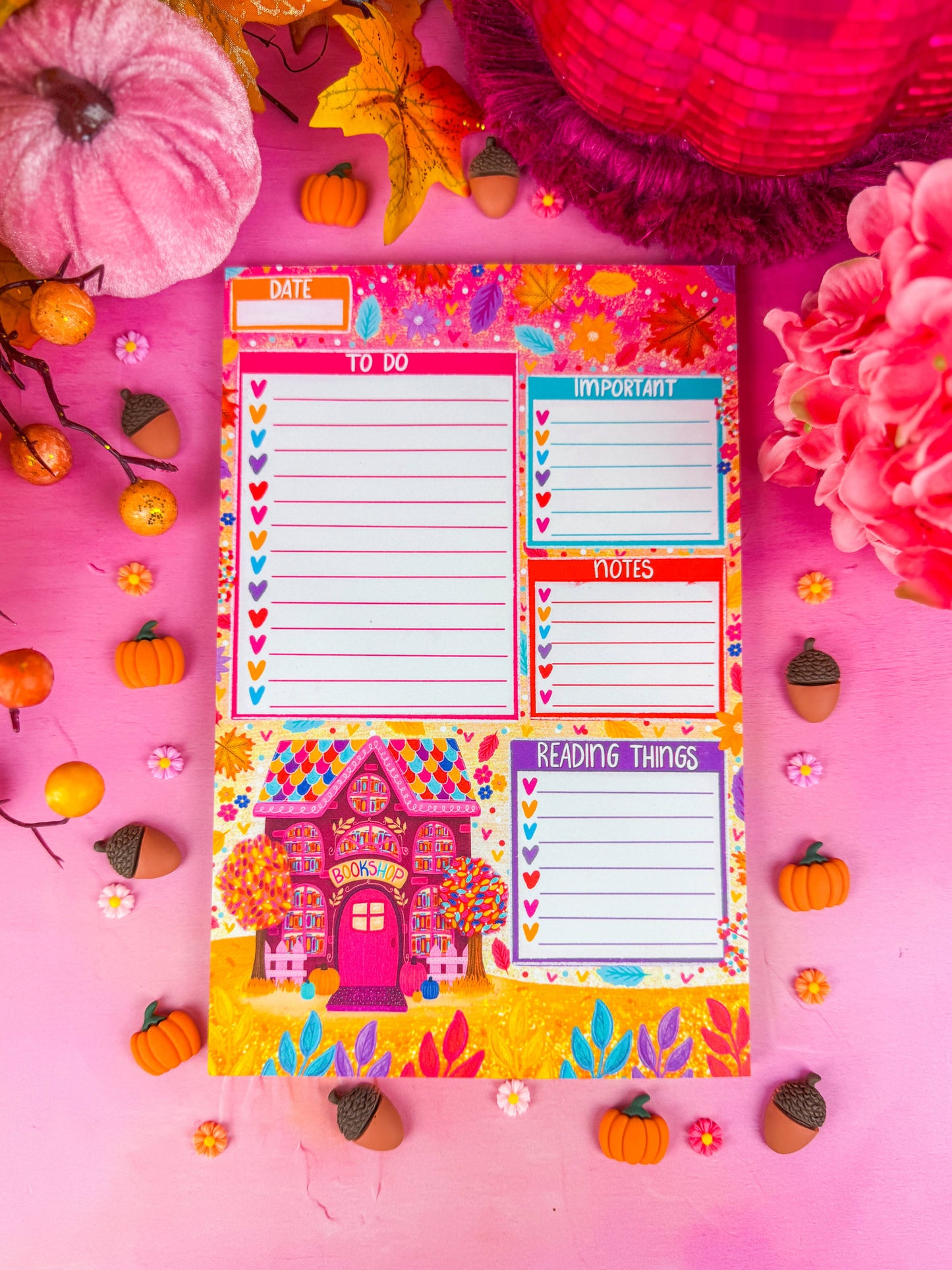 Fall Bookshop Daily Planner Notepad
