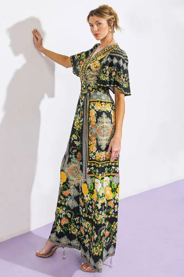 Black Printed Woven Jumpsuit - Women > Jumpsuits