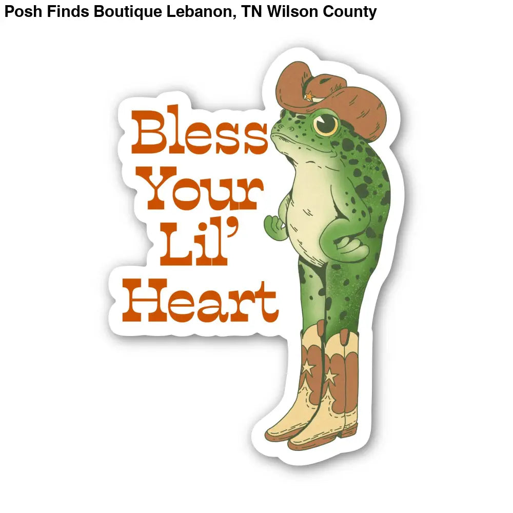 Bless Your Lil' Heart Southern Cowboy Frog Sticker - Posh Finds
