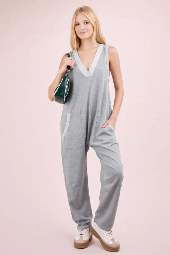 Blue Knit Baggy Jumpsuit - Women > Jumpsuits