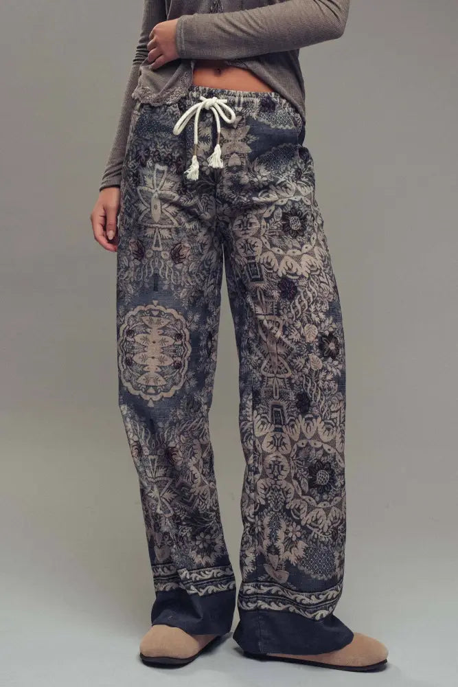 Boho Print Wide-Leg Lounge Pants - Posh Finds