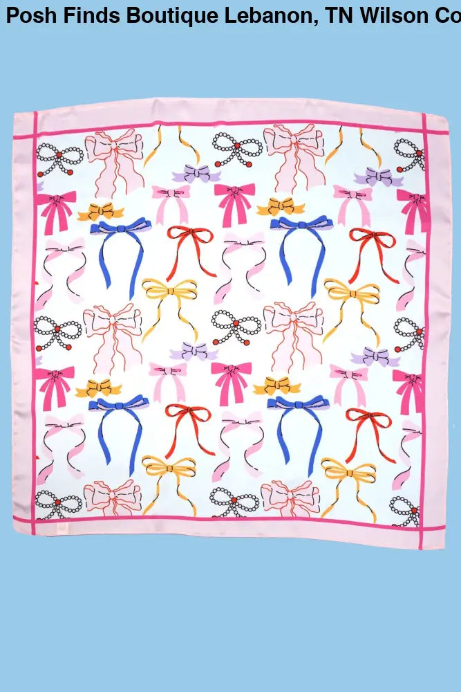 BOW PRINT SILKY FEEL BANDANA SCARF |: BOW - Posh Finds