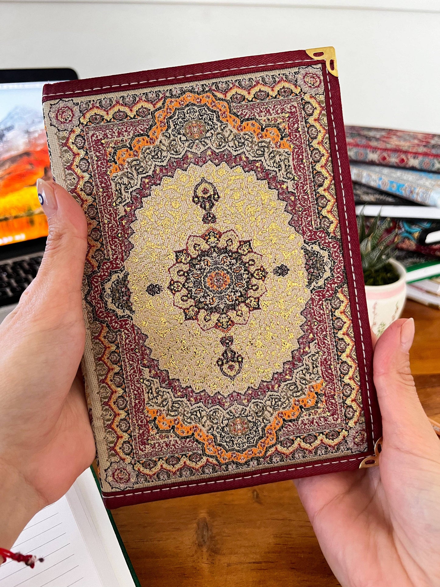 Rug Design Notebook, Handmade Journal, Boho Notebook