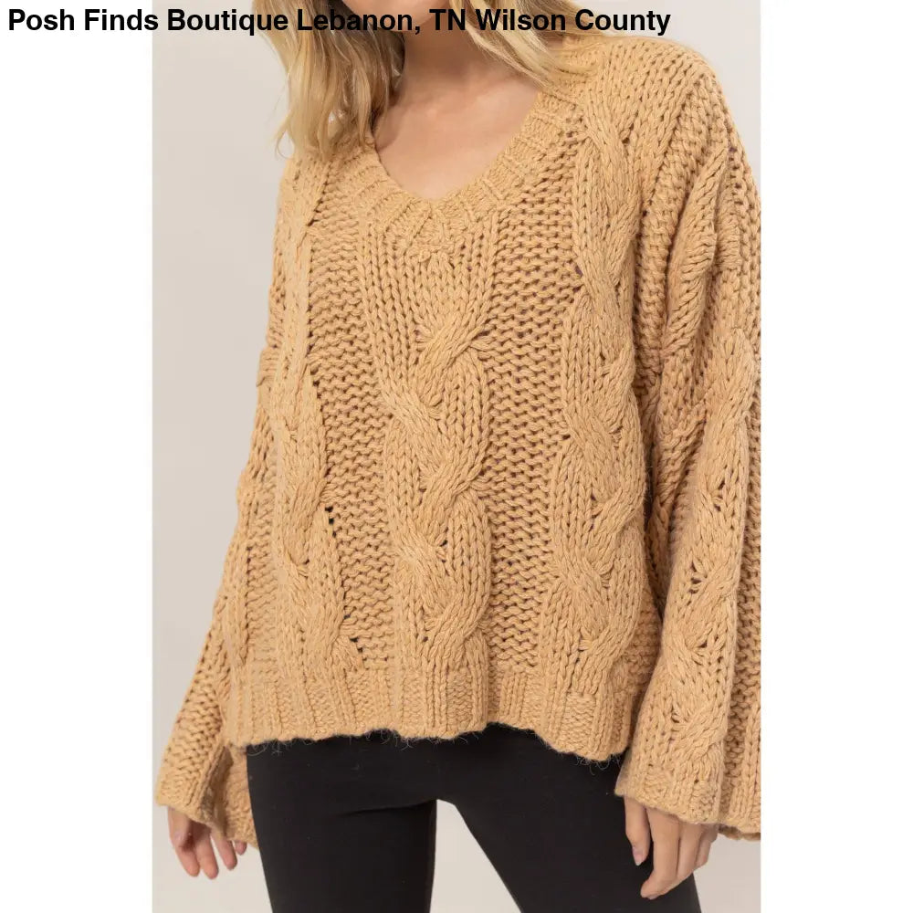 Cable Knit Oversized Sweater: TAUPE - Posh Finds