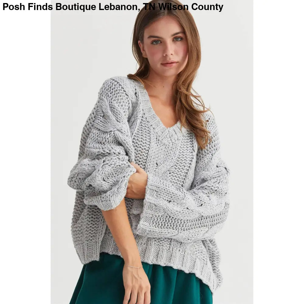 Cable Knit Oversized Sweater: TAUPE - Posh Finds