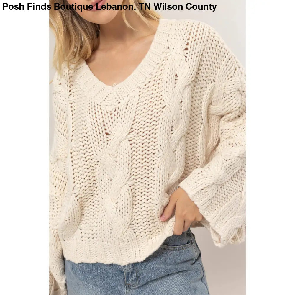 Cable Knit Oversized Sweater: TAUPE - Posh Finds