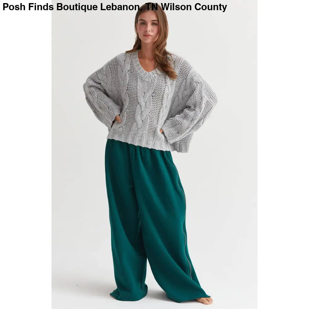 Cable Knit Oversized Sweater: TAUPE - Posh Finds
