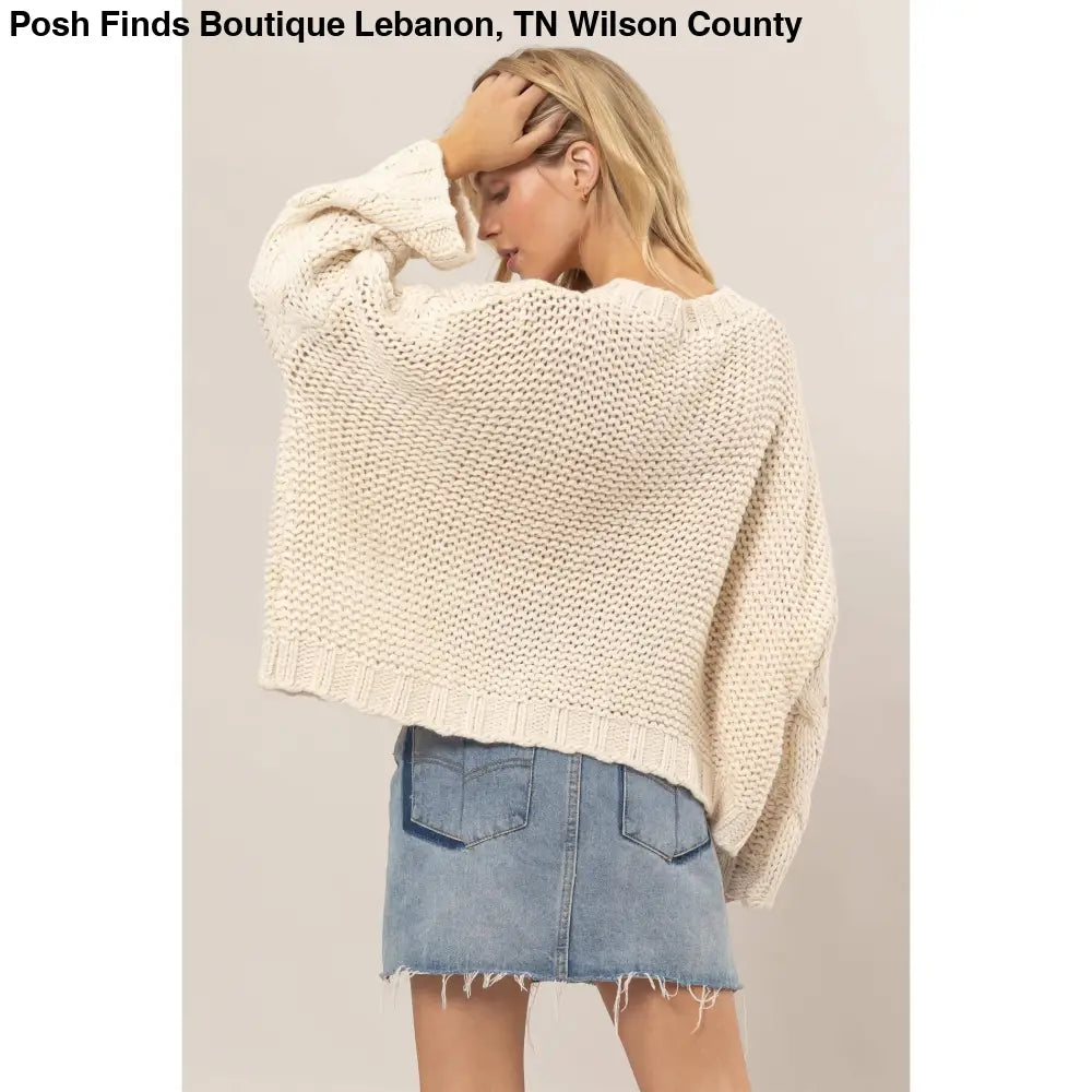 Cable Knit Oversized Sweater: TAUPE - Posh Finds