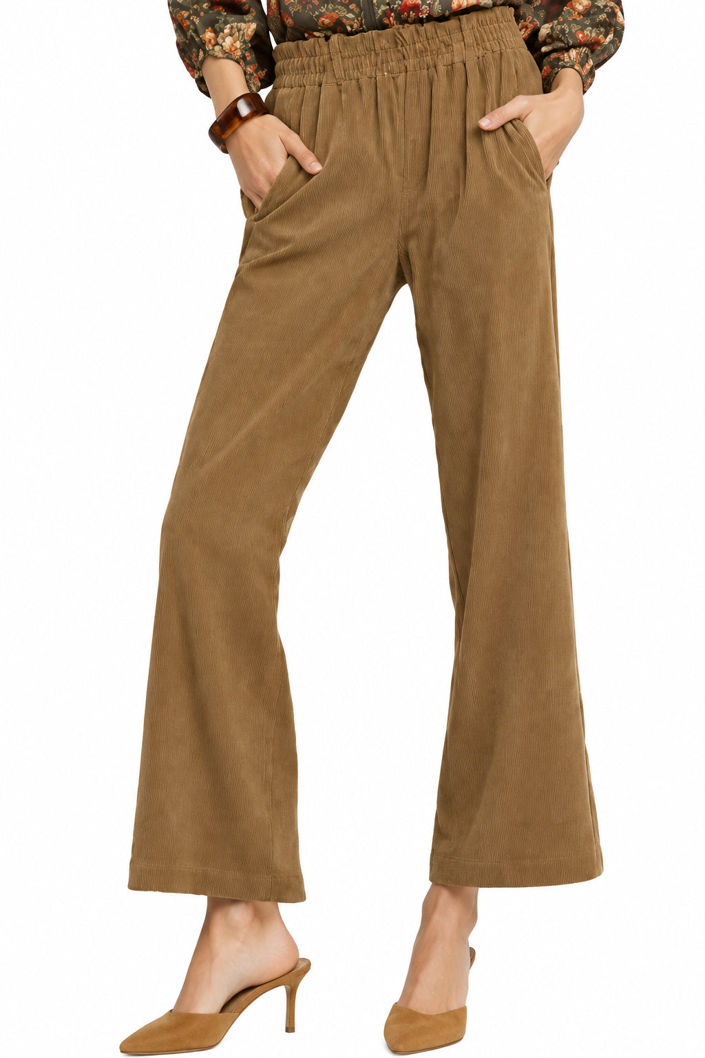 Olive Pull On Corduroy Cropped Pants - Posh Finds