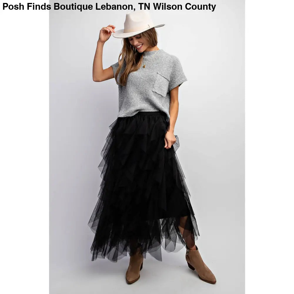 CASCADING TULLE MESH LAYERED MAX SKIRT: Pink - Posh Finds