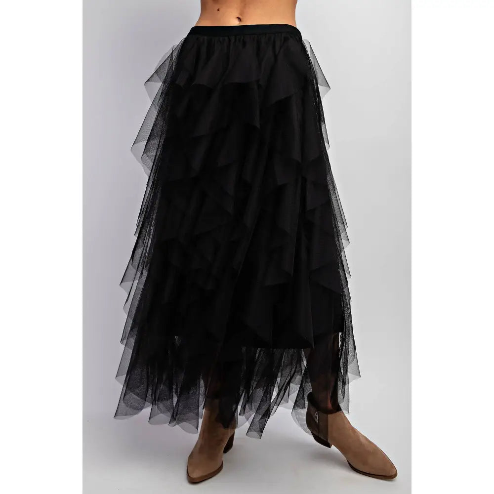 CASCADING TULLE MESH LAYERED MAX SKIRT: Pink - Posh Finds