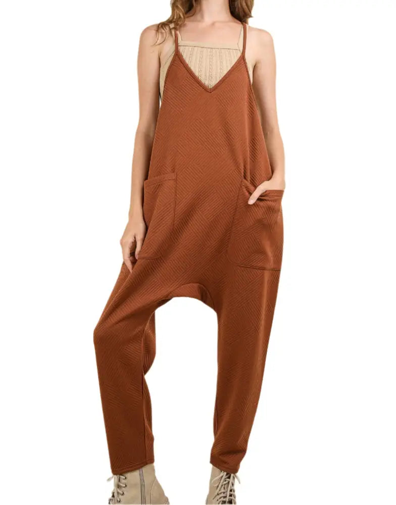 Casual Baggy Knit Jumpsuit: COCOA - Posh Finds