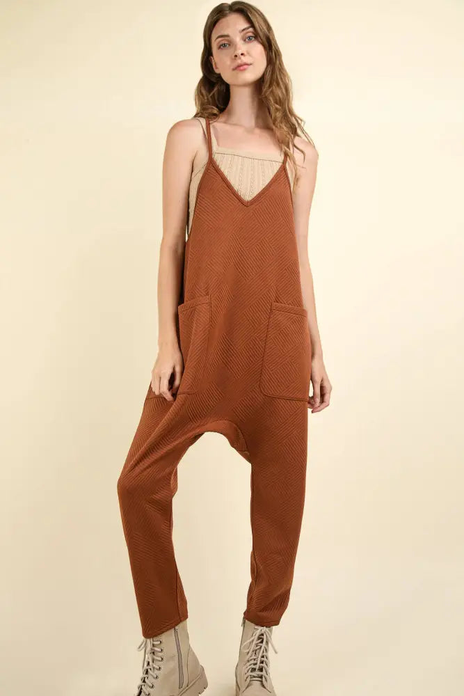 Casual Baggy Knit Jumpsuit: COCOA - Posh Finds