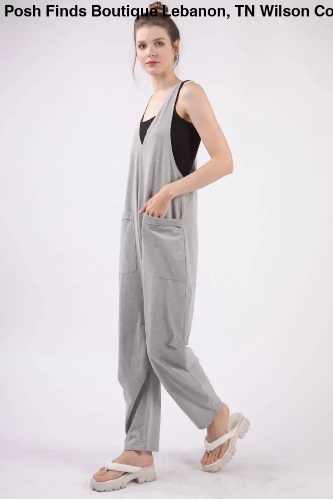 Casual Loose Fit Solid Knit Baggy Jumpsuit: BRICK - Posh Finds