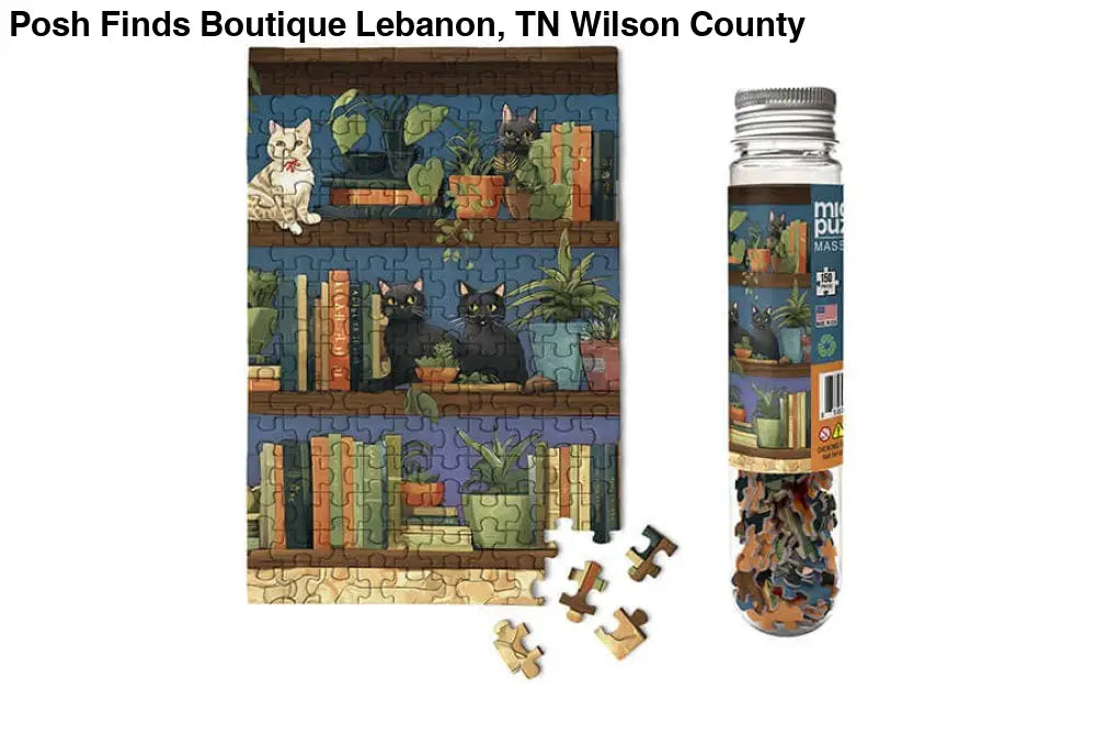 Cat Tales - Library Books Bookcase Plants Garden Puzzle - Posh Finds
