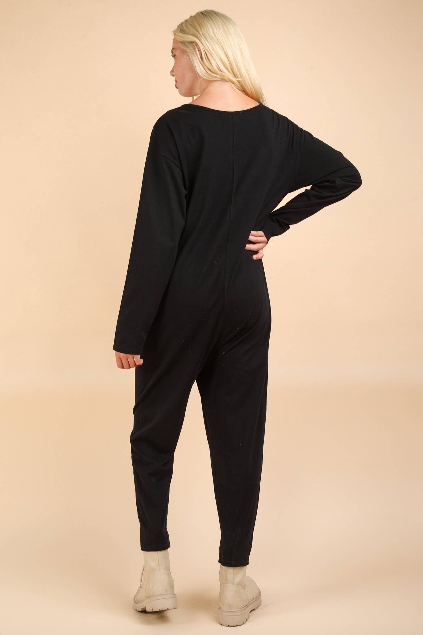 NP70679X-PLUS SIZE Solid Knit Baggy Comfy Jumpsuit: OLIVE / 1XL-2XL-3XL/3-2-1