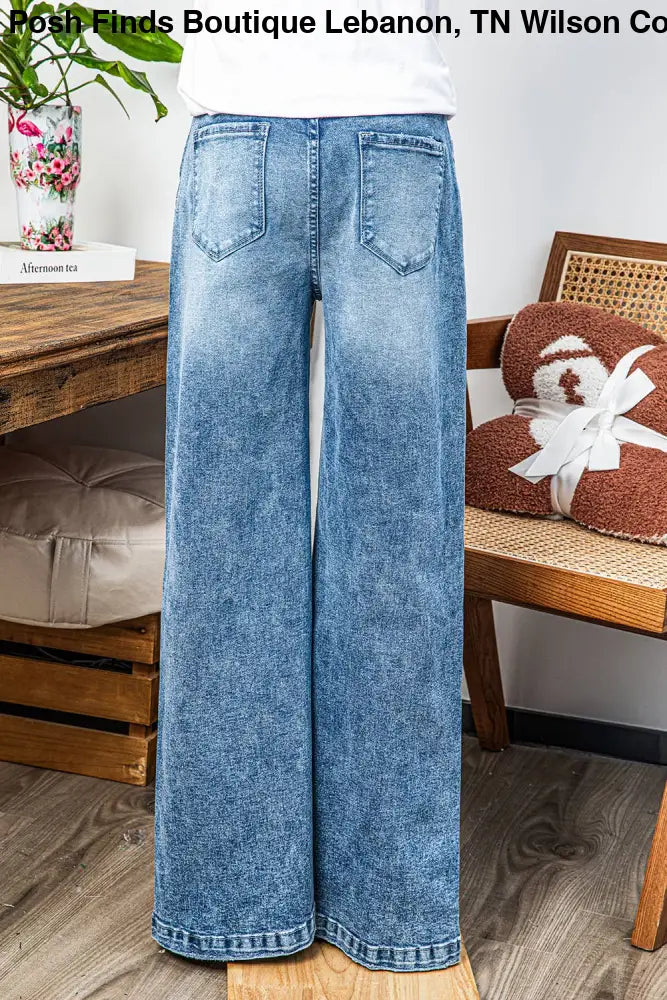 Central Seamed Wide Leg High Waist Jeans - Posh Finds