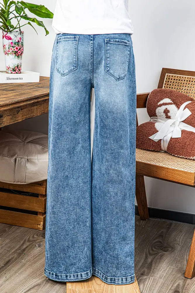 Central Seamed Wide Leg High Waist Jeans - Posh Finds