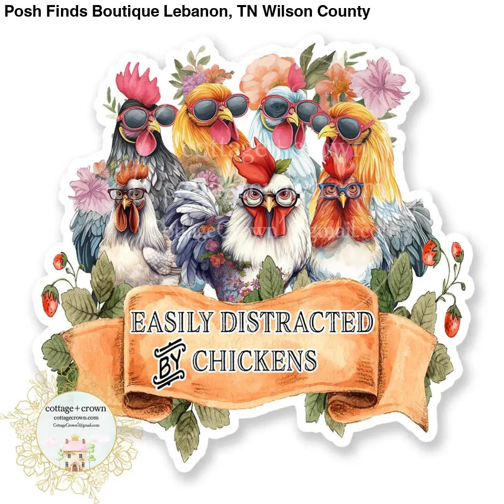 Chicken Easily Distracted By Chickens Vinyl Decal Sticker Farm - Posh Finds