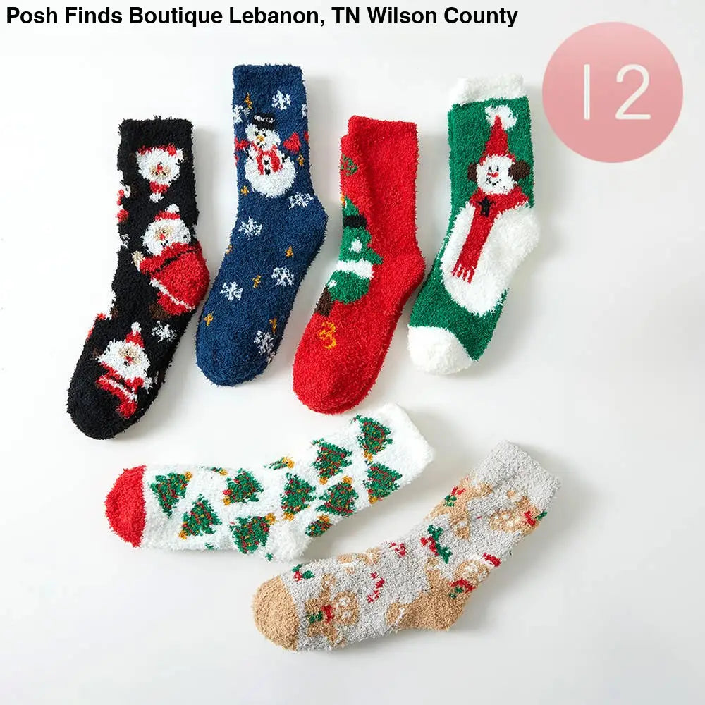 Christmas Pattern Fuzzy Socks - Posh Finds