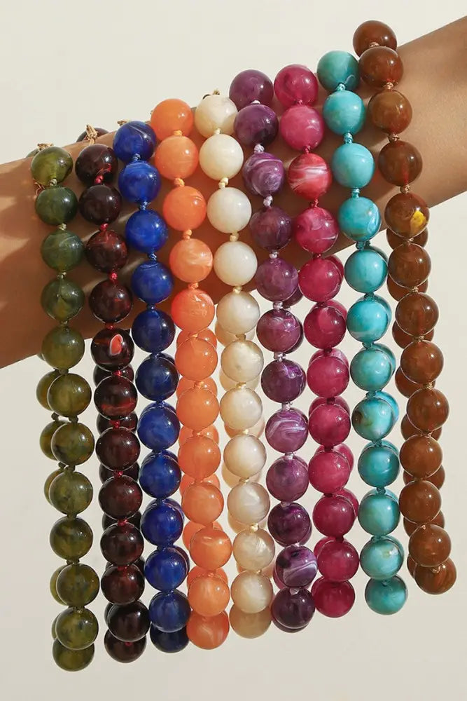 Colorful Resin Bead Necklace - Accessories